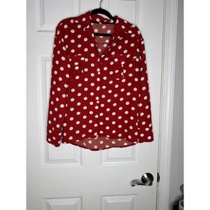 SUHEMR Red White Polka Dot Blouse Minnie Mouse Career Wear